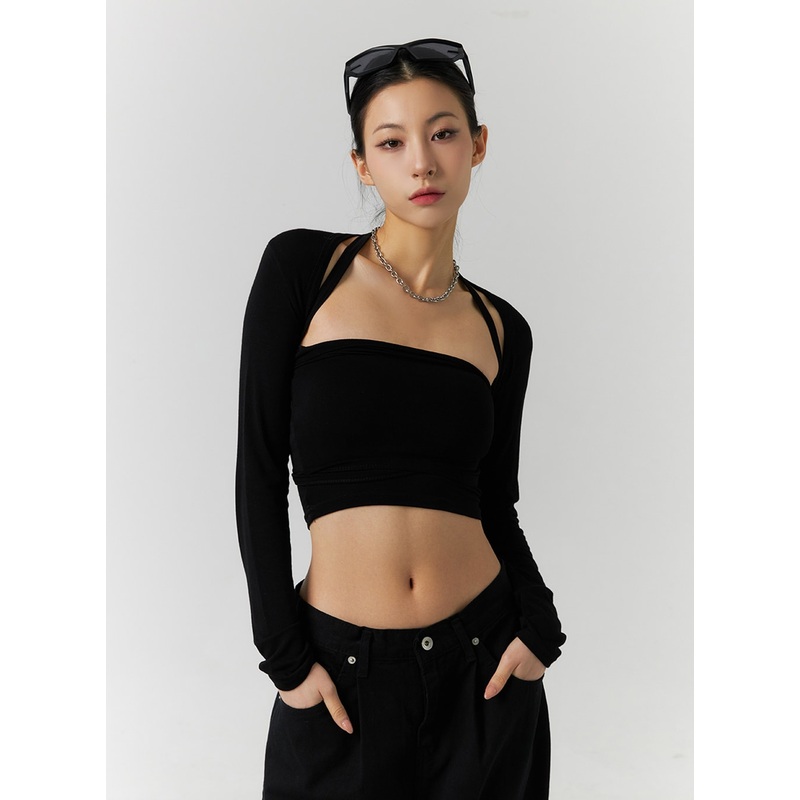 Cardigan with Cami Set ID305 Black S/M