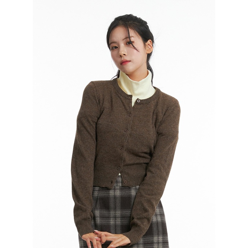 Cashmere Cropped Cardigan OD307 Brown S/M