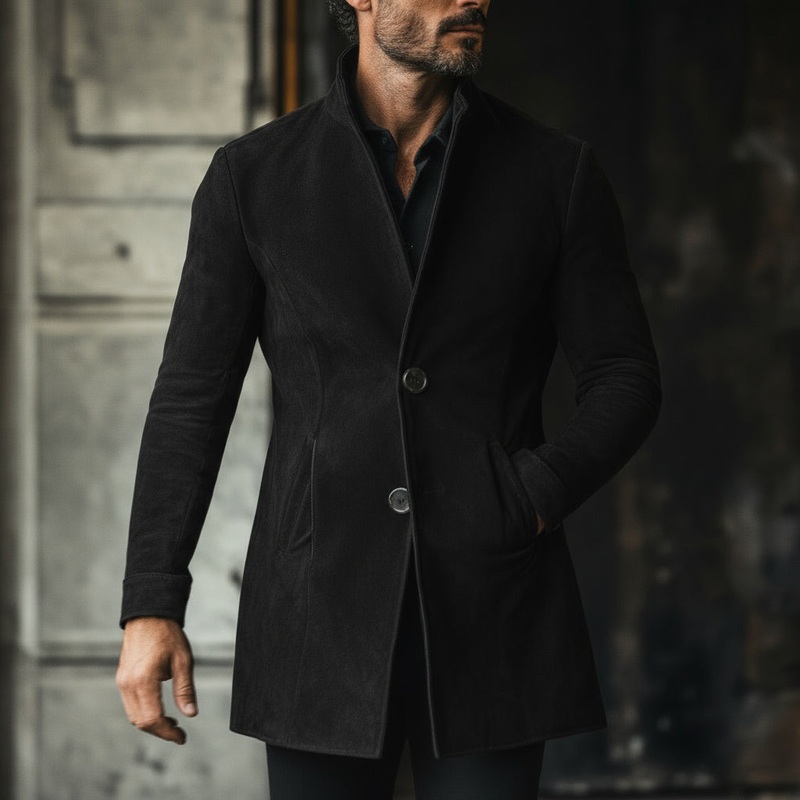 Emperor Long Coat XS Black Suede