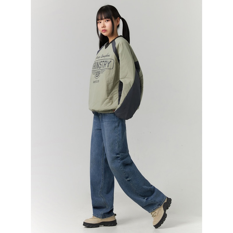 Washed Denim Wide Leg Jeans CD308 Blue S