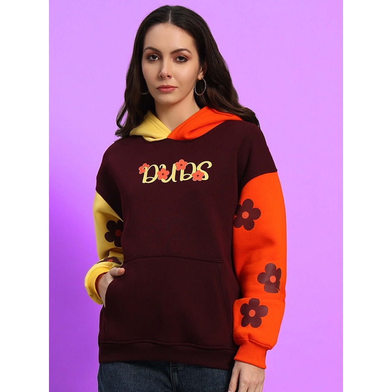 WOMENS COSMOS OVERSIZED FLEECE HOODIE MULTI XS