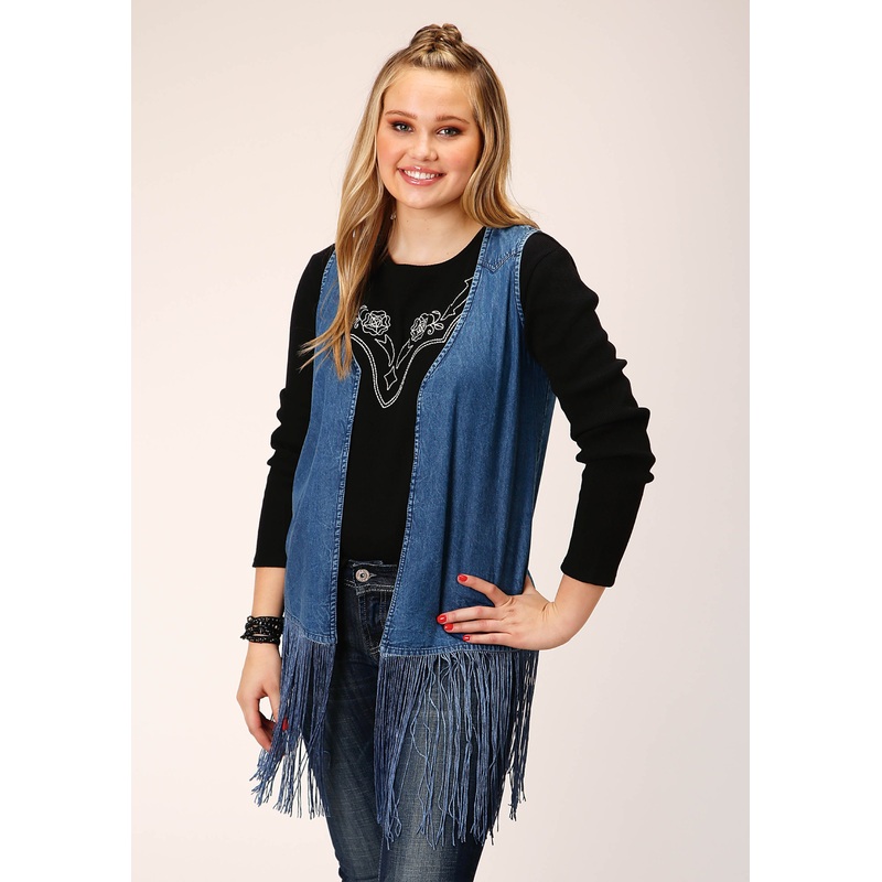 Womens Denim Vest Above The Knee Length XS