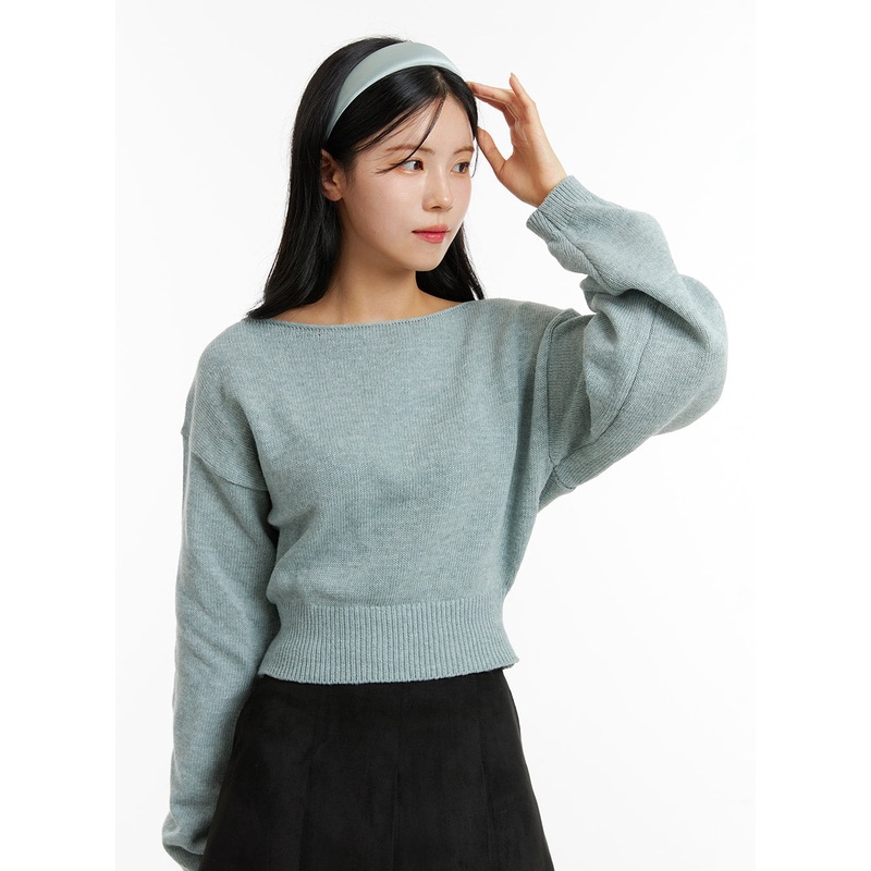 Boat Neck Knit Sweater ON320 Mint S/M