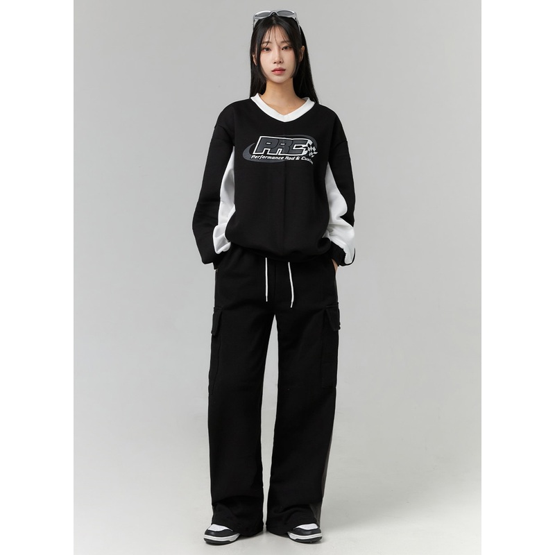 Color Block Cargo Pants (UNISEX) CN321 Black M