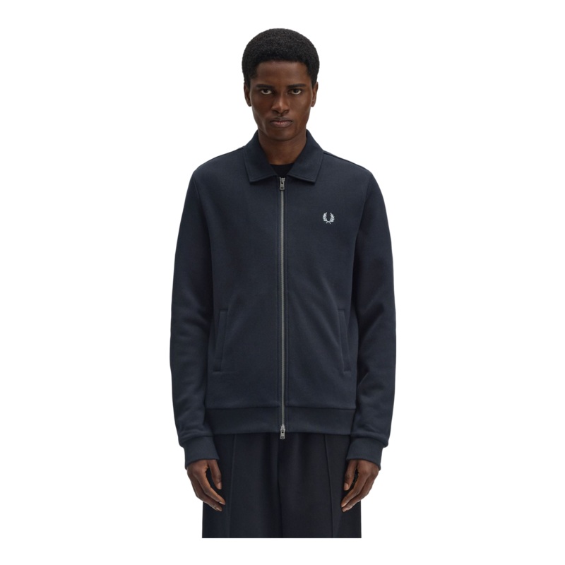Fred Perry Zip Through Collared Sweatshirt Navy Medium