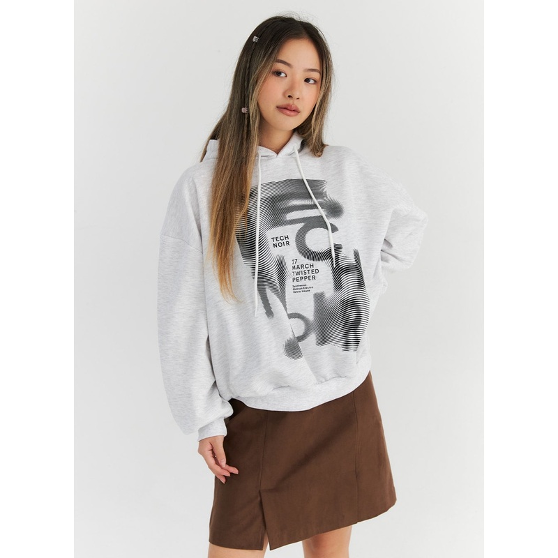 Graphic Hoodie Sweatshirt CN313 Light gray S/M