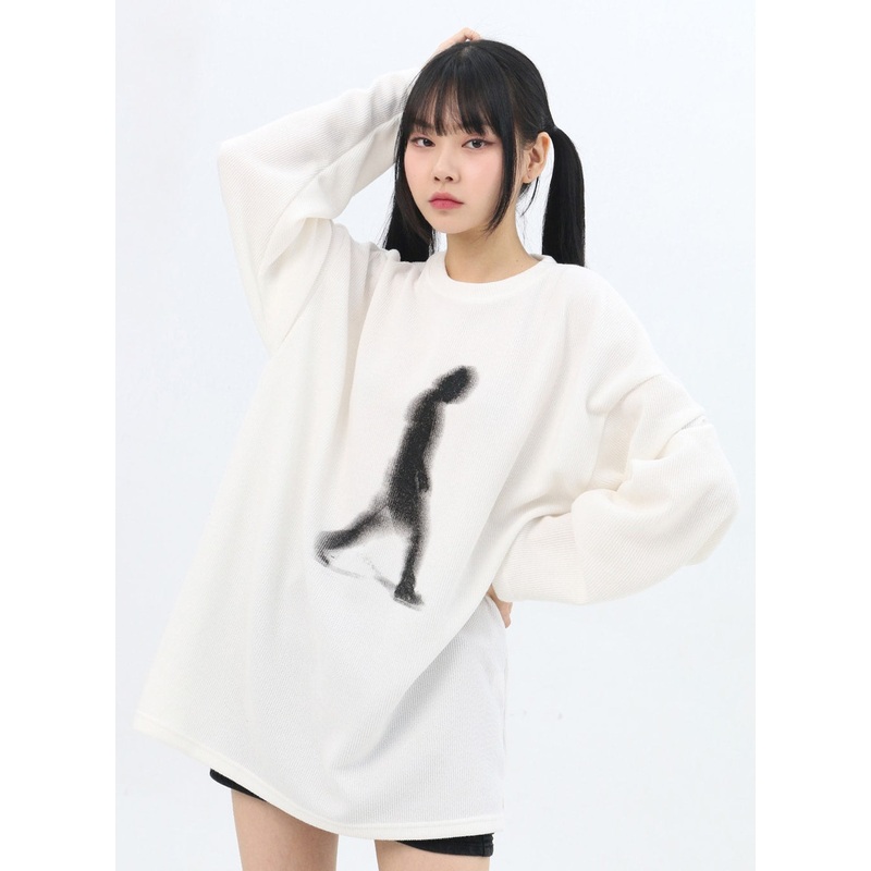 Graphic Print Oversize T-Shirt IN310 White M/L