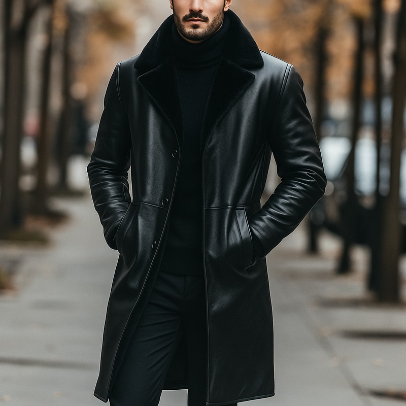 Kingfisher Long Coat XS Black Leather