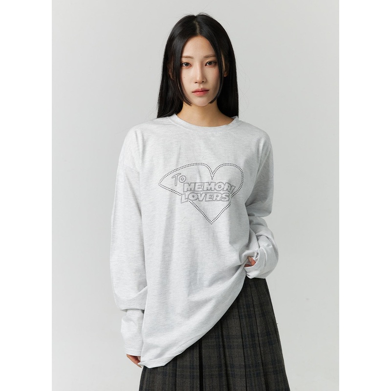 Oversized Graphic Long Sleeve CN328 Light gray S/M