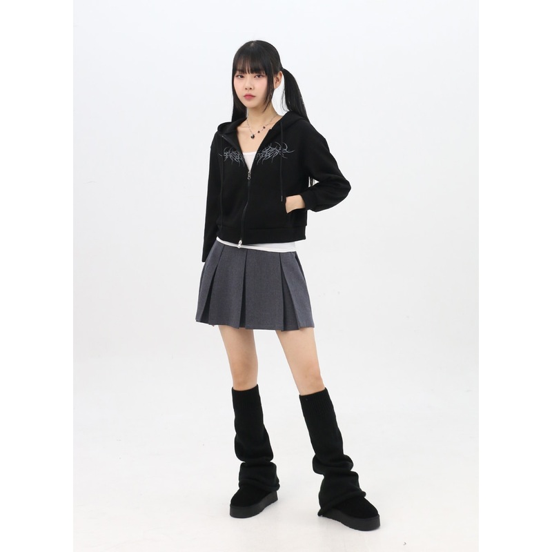 Pleated Mini Skirt IN314 Dark gray S/M