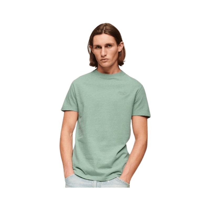 Superdry Organic Cotton Essential Logo Embroidery T-Shirt Seawater Grey Medium