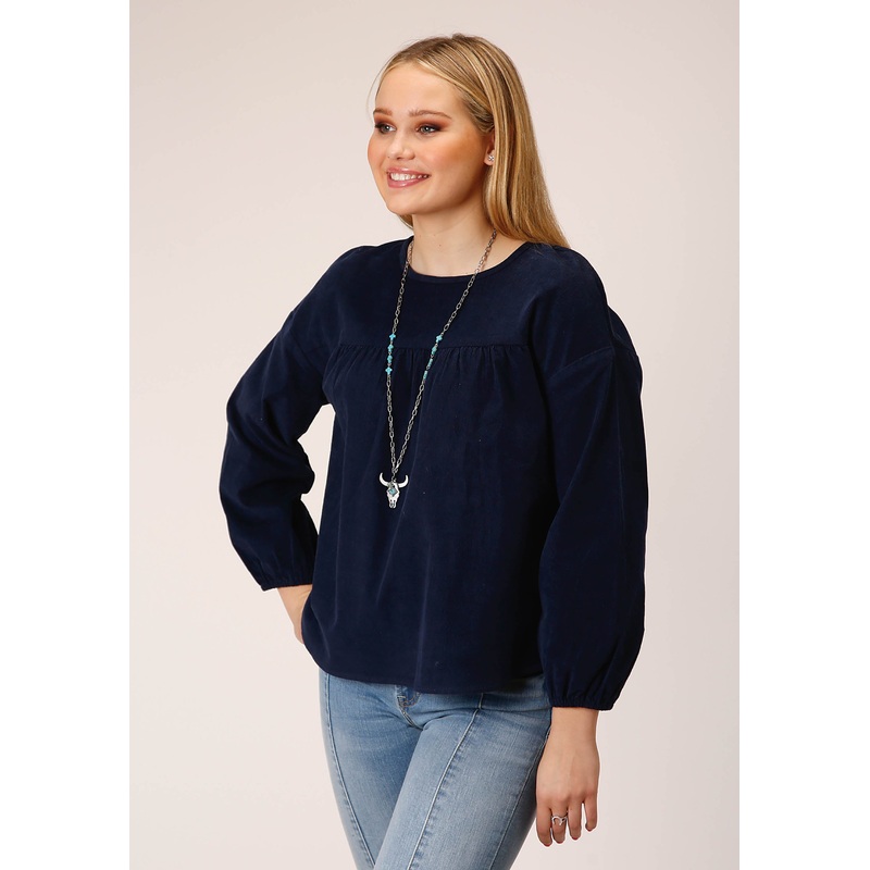 Womens Long Sleeve Corduroy Velour Long Sleeve   Blouse XS