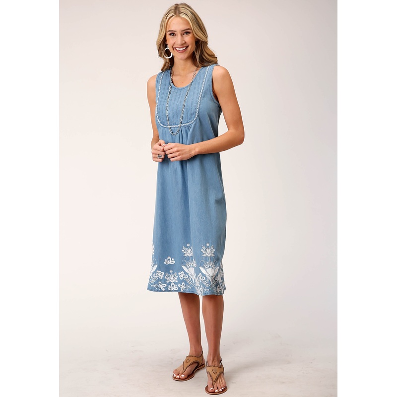 Womens Sleeveless Denim Sleeveless Dress XS