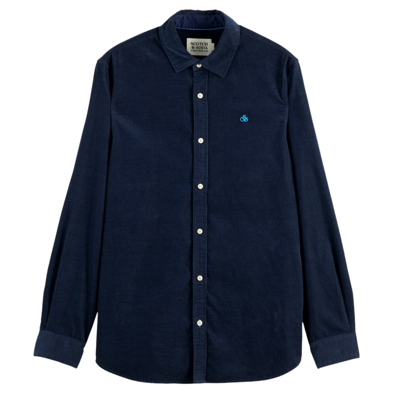 Scotch & Soda Regular Fit Corduroy Shirt Sky Captain Medium