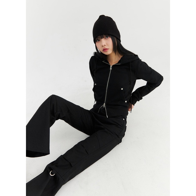 Two-Way Zip-Up Hoodie Jacket CN306 Black S/M