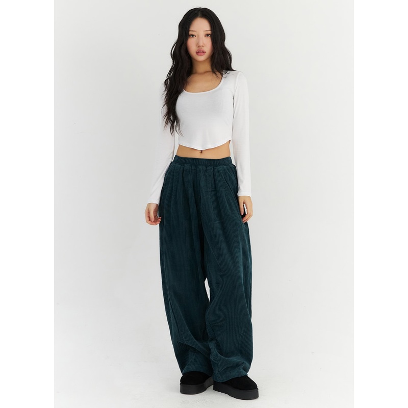 Wide Leg Corduroy Sweatpants CN303 Dark green M/L