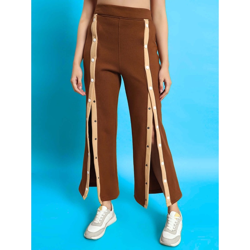 WOMEN AURORA FLEECE FRONT OPEN PANT BEIGE BROWN S