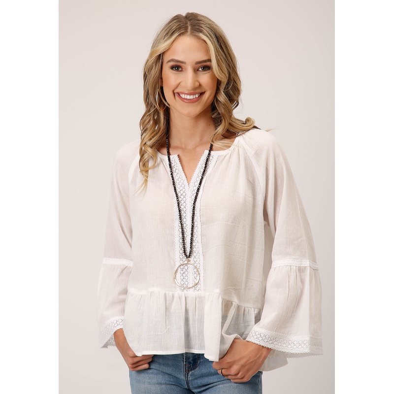 Womens Long Sleeve Viscose Cotton Crepe  Blouse XS