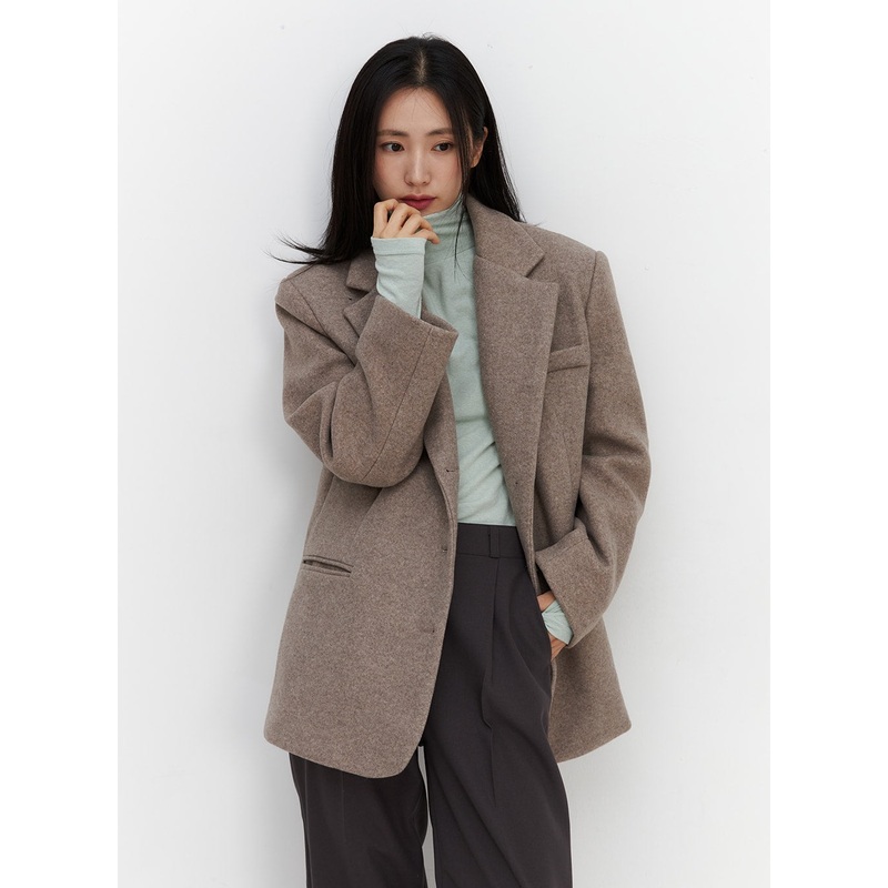 Notched Collar Wool Blazer OO325 Beige M/L