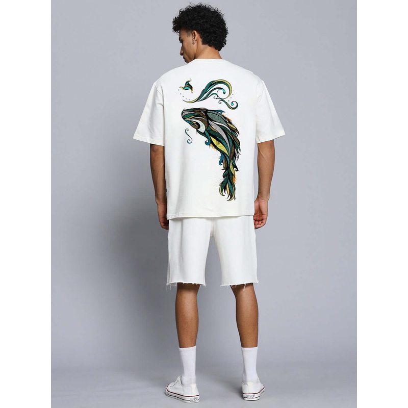 PREMIUM FISH PRINT CO-ORD SET OFF WHITE XS