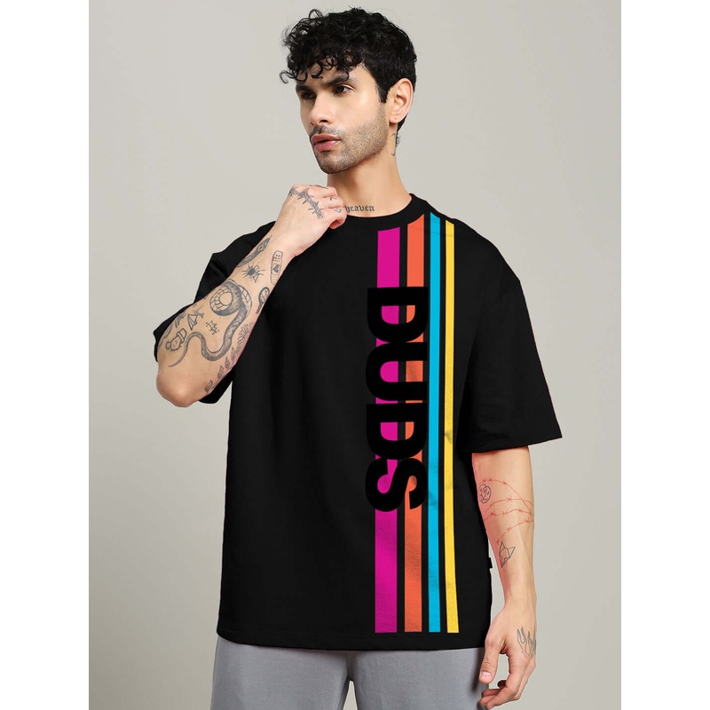 RETRO STRIPES OVERSIZED T-SHIRT BLACK XS