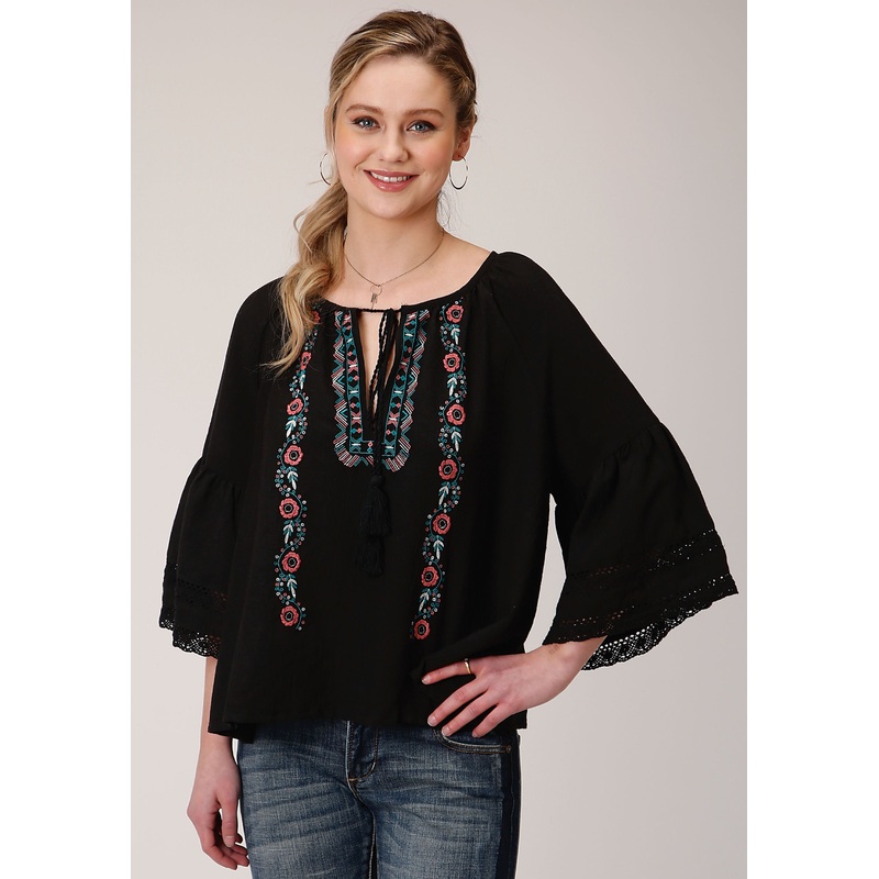 Womens Long Sleeve Cotton Blend  Blouse XS