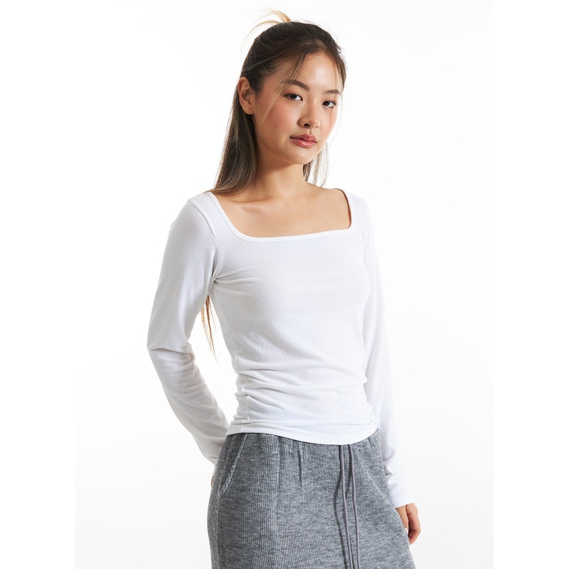 Basic Square Neck T-Shirt CO313 White S/M