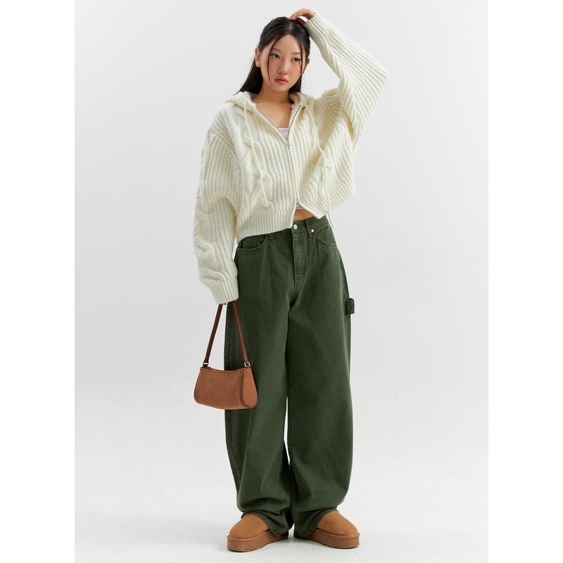 Cotton Wide Pants CO306 Dark green S