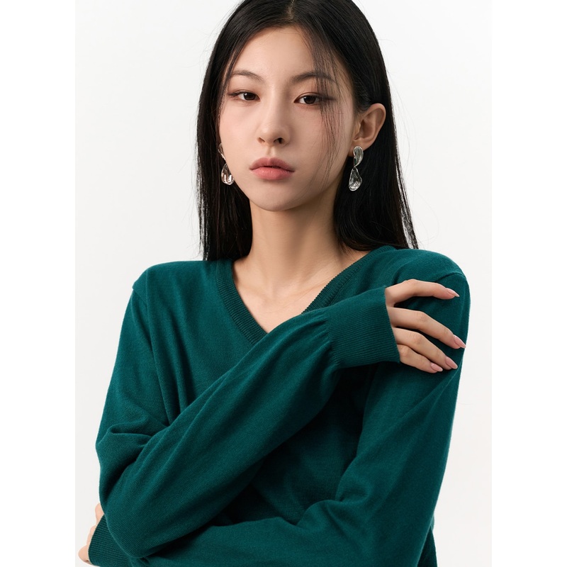 Cozy C-Neck Pullover IO320 Dark green S/M