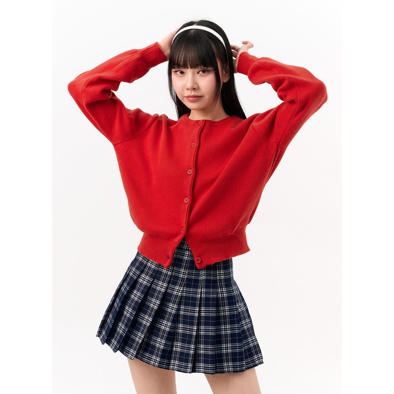 Crew Neck Cardigan IO317 Red S/M