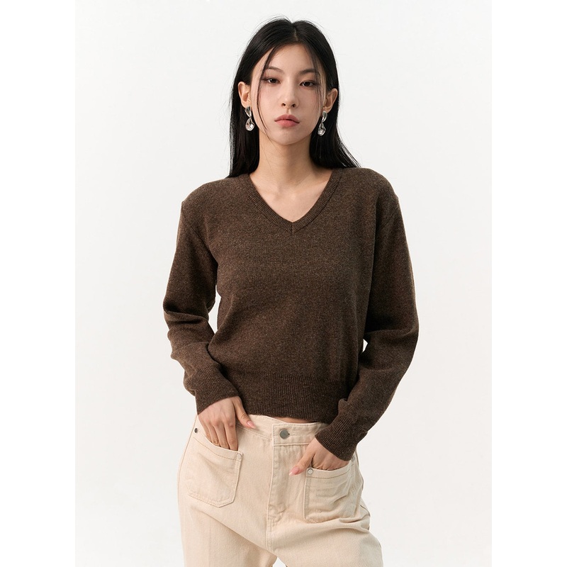 V-Neck Sweater IO320 Dark brown S/M