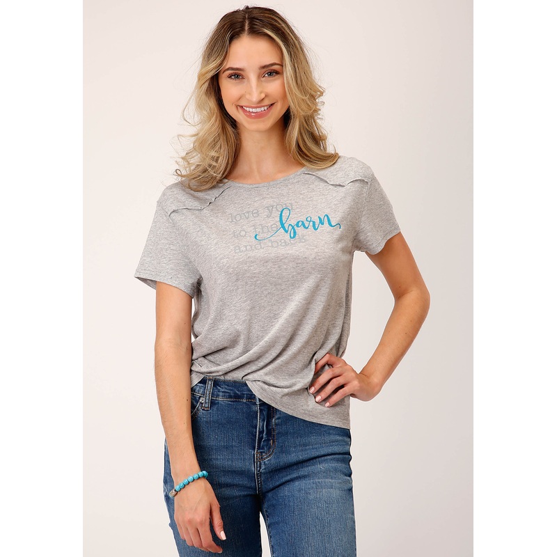 Womens Short Sleeve Knit Poly Rayon Jersey Short Sleeve  Tee  1 Pt Frt Yoke Top XS