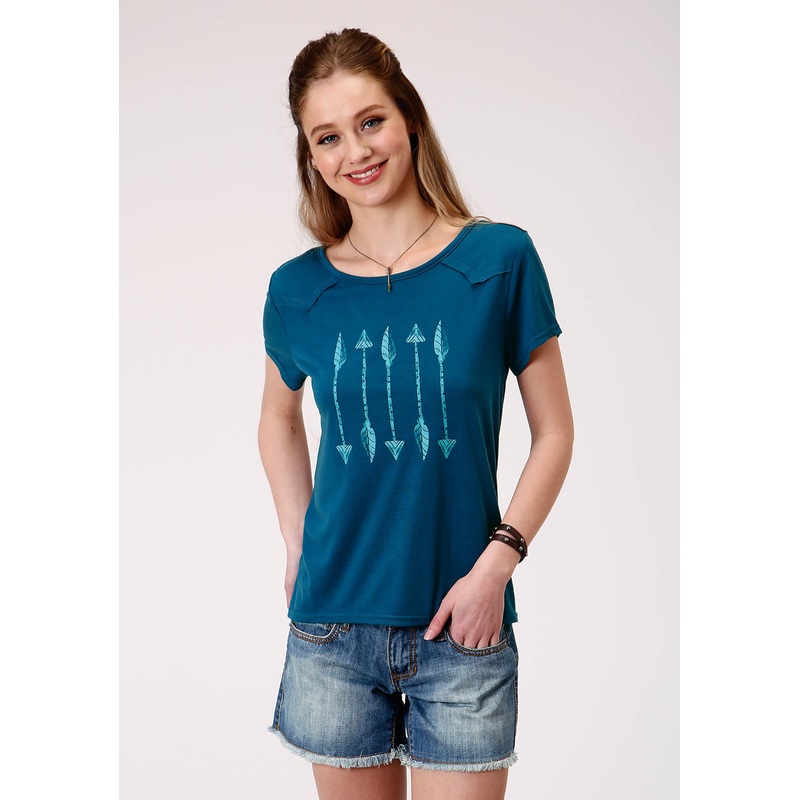 Womens Short Sleeve Knit Poly Rayon Jersey Swing Tee Top XS