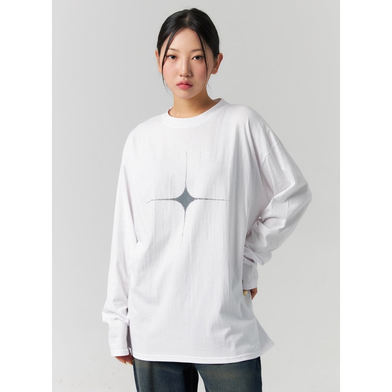 Graphic Loose Fit Long Sleeve Tee CS320 White S/M
