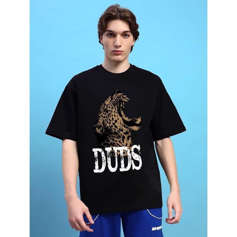 ROARING THUNDER PRINTED OVERSIZED T-SHIRT BLACK XS