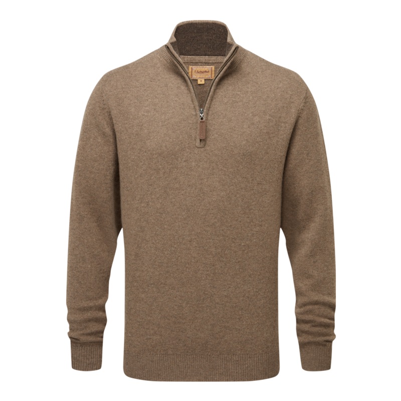Schoffel Lewis Lambswool 1/4 Zip Jumper Chocolate Medium