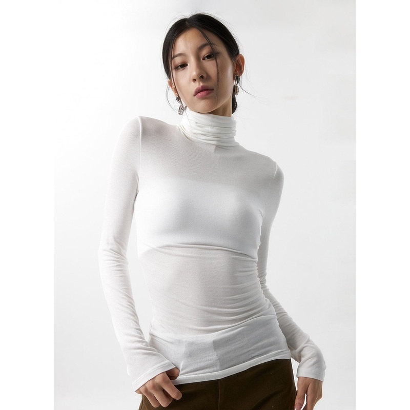 Slim Fit Turtle Neck Top IS320 White S/M