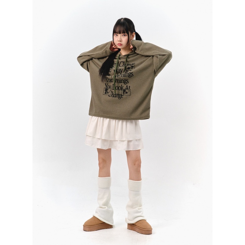 Tiered Elastic Band Mini Skirt IS322 White S/M