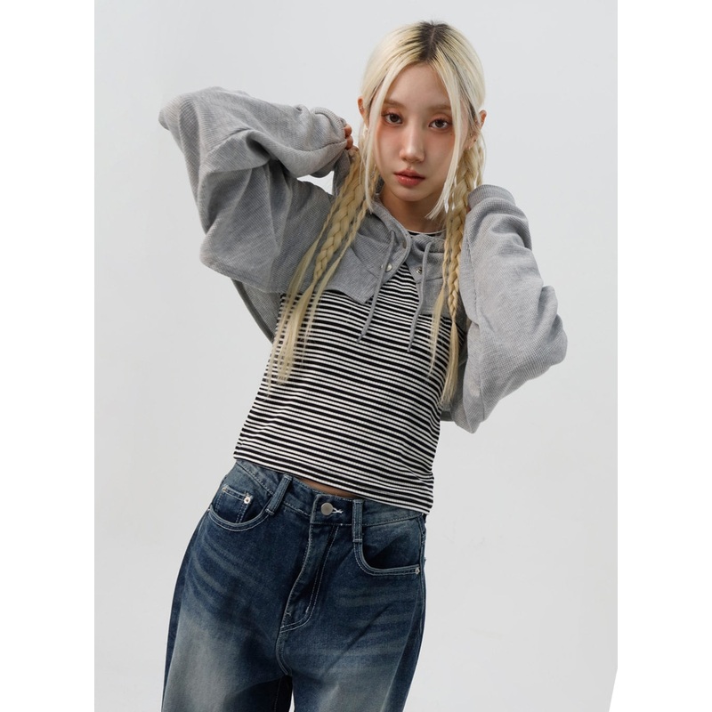 Bolero Style Cropped Hoodie IS311 White S/M