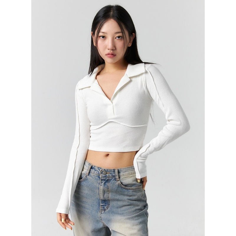 Collar Crop Top CS308 White S/M