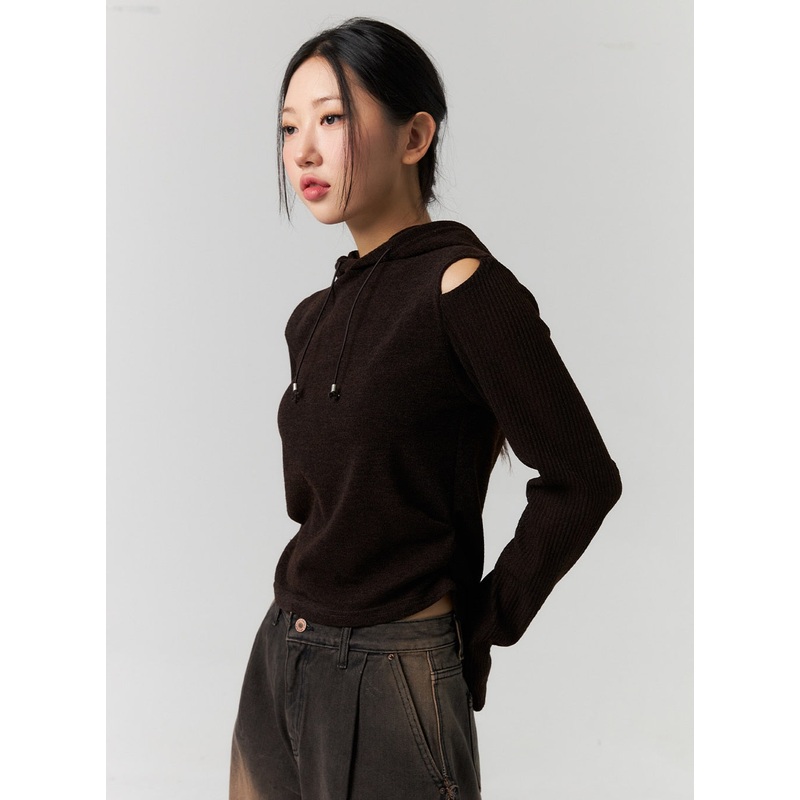 Cutout Hoodie CS312 Dark brown S/M