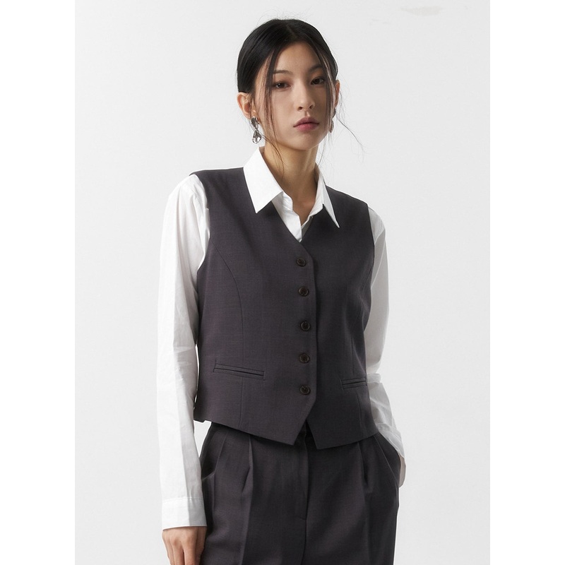 Formal Button Vest IS315 Light beige S/M