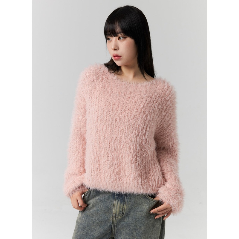 Fuzzy Knit Sweater CS313 White S/M