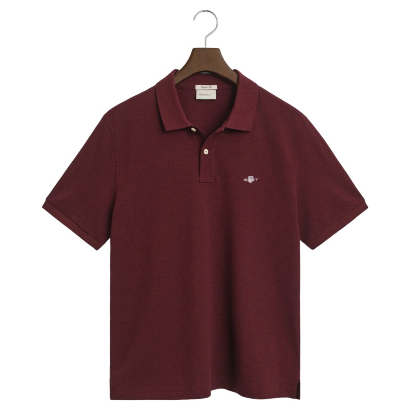 GANT Regular Fit Shield Piqu Polo Shirt Bordeaux Melange Small