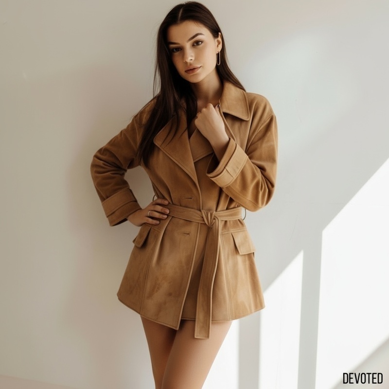 Luna Long Coat XXS Tan Suede