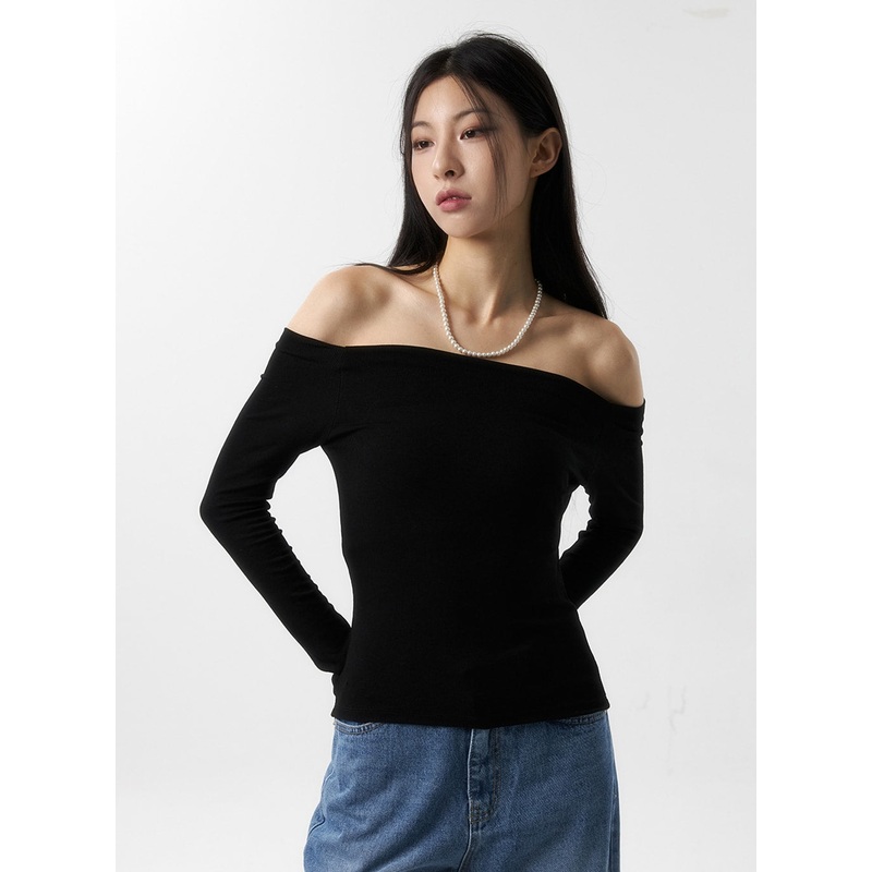 Off Shoulder Long Sleeve Top IS315 White S/M