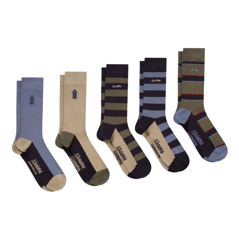 Schoffel Bamboo Socks Box Of 5 Oakham Mix 7-11
