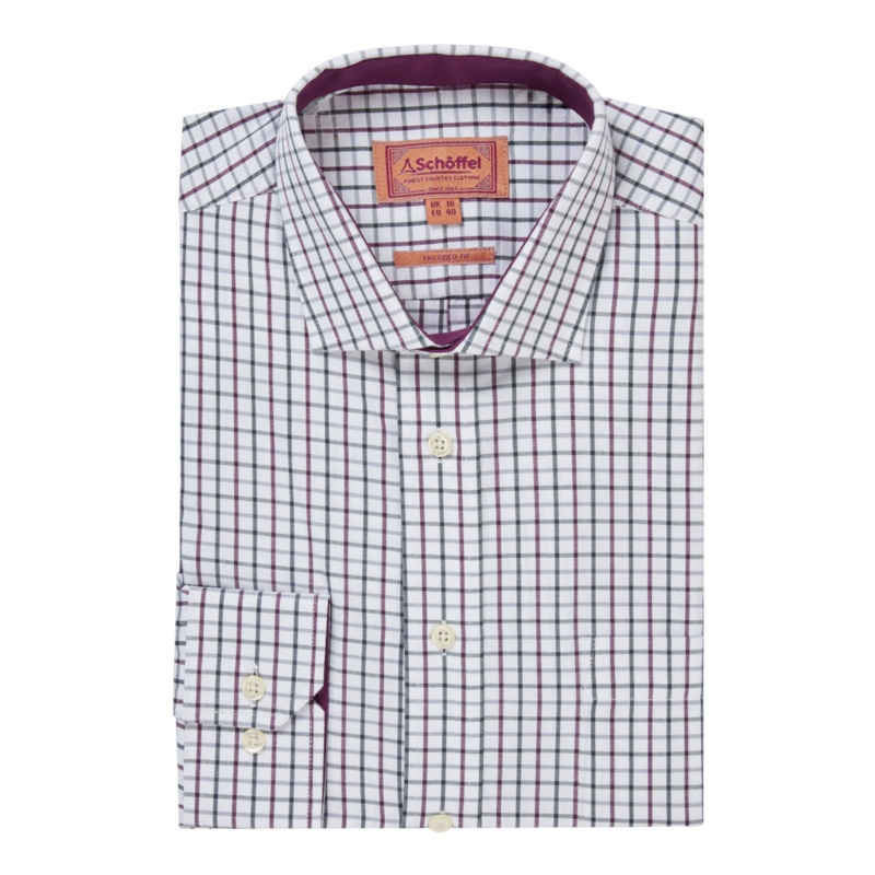 Schoffel Milton Tailored Shirt Plum/Botanical Green 15.5