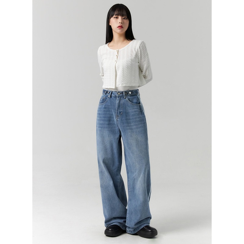 Side Stripes Wide Leg Jeans CS314 Blue S