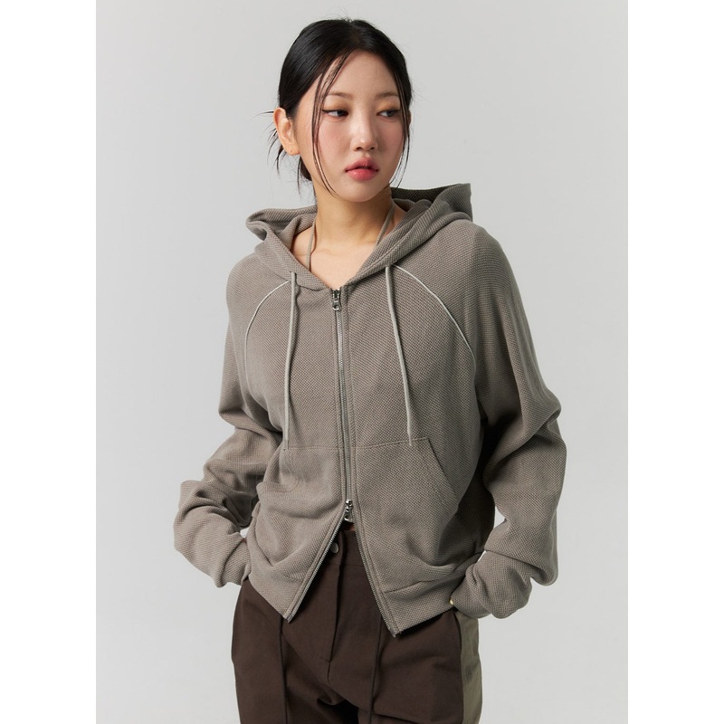 Two-Way Zip Hoodie CS311 Dark beige S/M